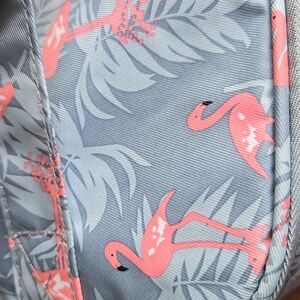 Flamingo Pink & Gray Travel Cosmetic Toiletry Bag with Travel Bottle Set - NEW